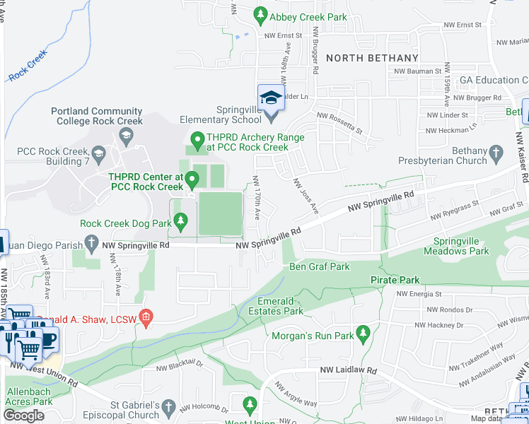 map of restaurants, bars, coffee shops, grocery stores, and more near 6116 Northwest Trowbridge Drive in Portland