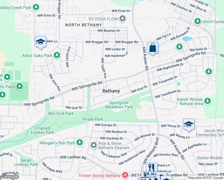 map of restaurants, bars, coffee shops, grocery stores, and more near 15991 Northwest Ryegrass Street in Portland
