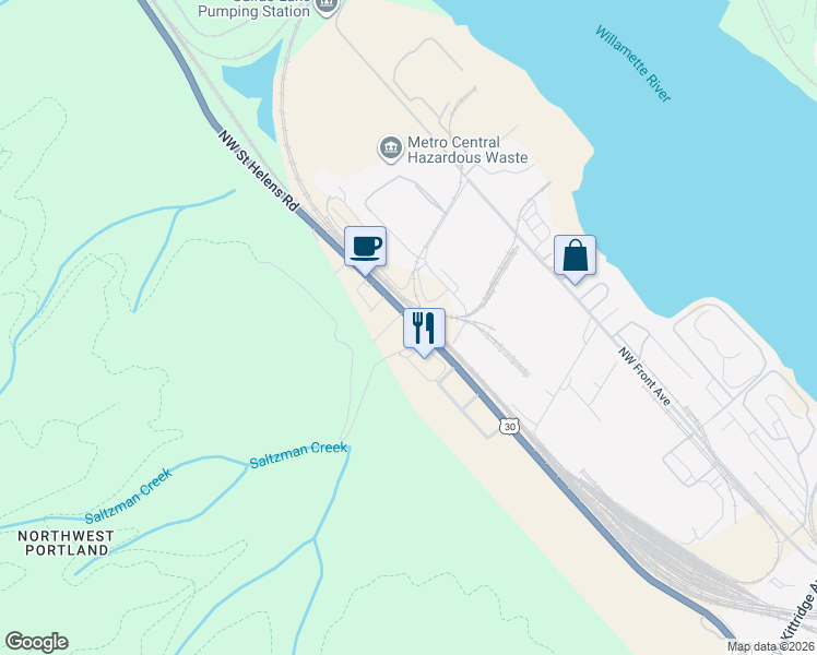 map of restaurants, bars, coffee shops, grocery stores, and more near 5920 Northwest Saltzman Road in Portland