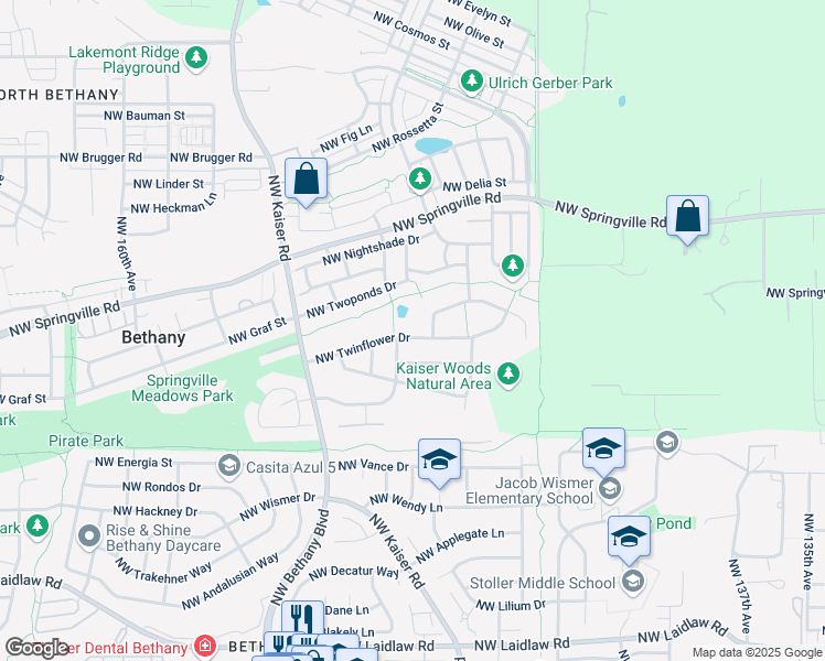 map of restaurants, bars, coffee shops, grocery stores, and more near 14922 Northwest Twinflower Drive in Portland