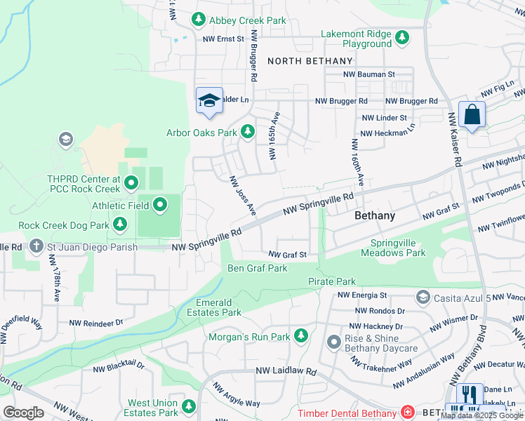 map of restaurants, bars, coffee shops, grocery stores, and more near in Bethany