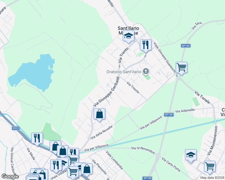 map of restaurants, bars, coffee shops, grocery stores, and more near 2 Via Montello in Nerviano