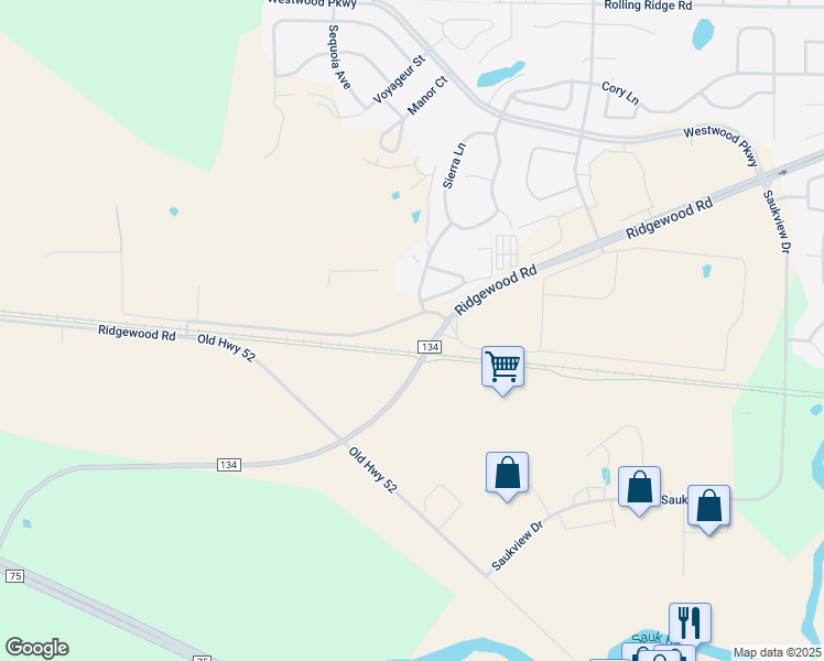 map of restaurants, bars, coffee shops, grocery stores, and more near 6351 Ridgewood Road in St. Cloud