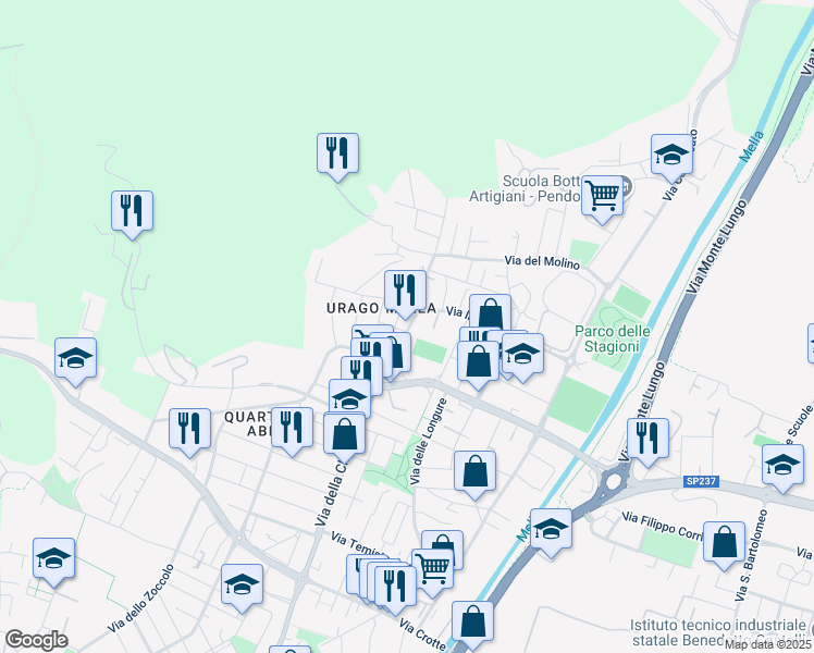 map of restaurants, bars, coffee shops, grocery stores, and more near 5 Via della Piazza in Brescia