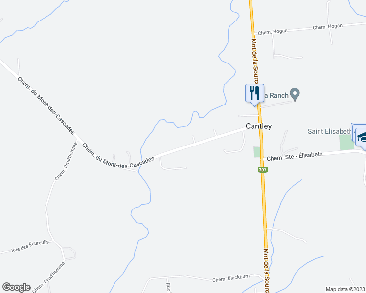map of restaurants, bars, coffee shops, grocery stores, and more near 40 Chemin du Mont-des-Cascades in Cantley