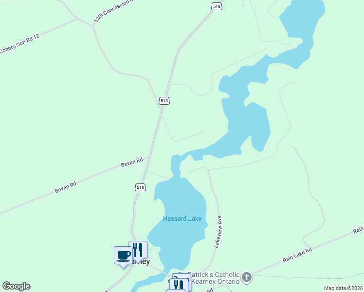 map of restaurants, bars, coffee shops, grocery stores, and more near 43 Rose Drive in Kearney