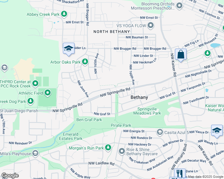 map of restaurants, bars, coffee shops, grocery stores, and more near 16393 Northwest Canton Street in Portland