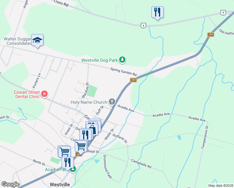 map of restaurants, bars, coffee shops, grocery stores, and more near 1604 North Main Street in Westville