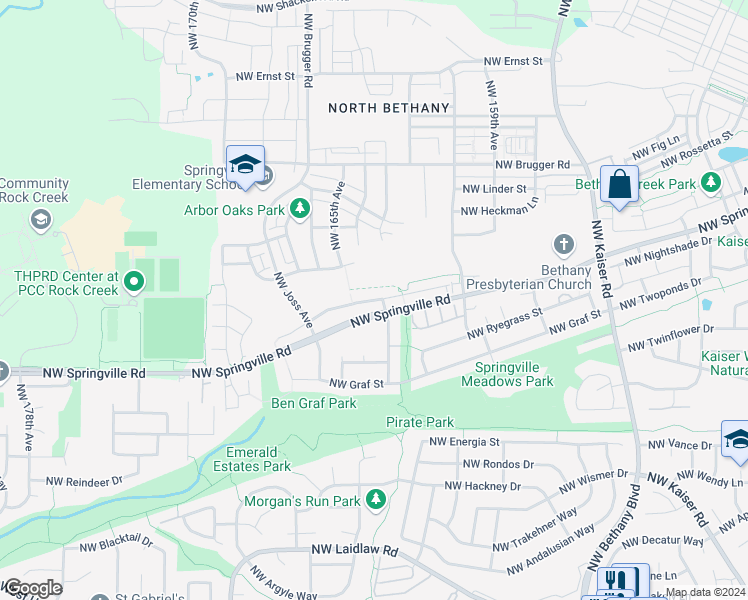 map of restaurants, bars, coffee shops, grocery stores, and more near 16417 Northwest Canton Street in Portland