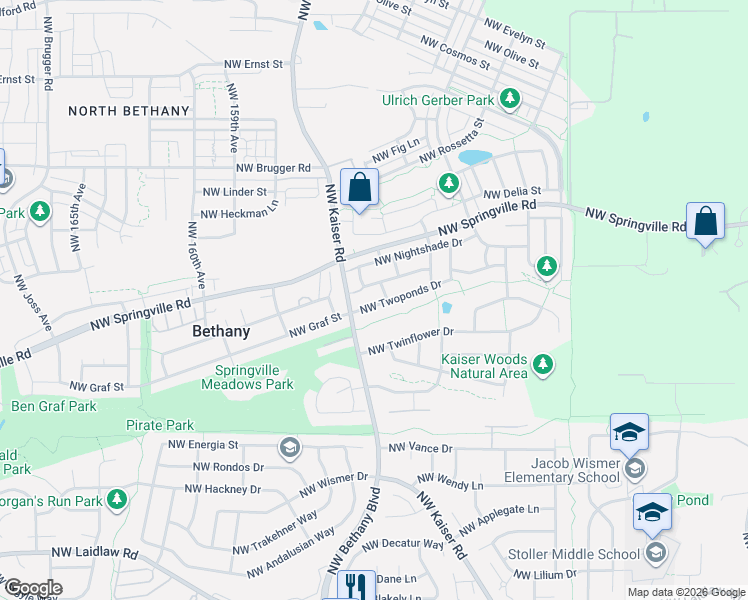 map of restaurants, bars, coffee shops, grocery stores, and more near 6334 Northwest Honeysuckle Lane in Portland