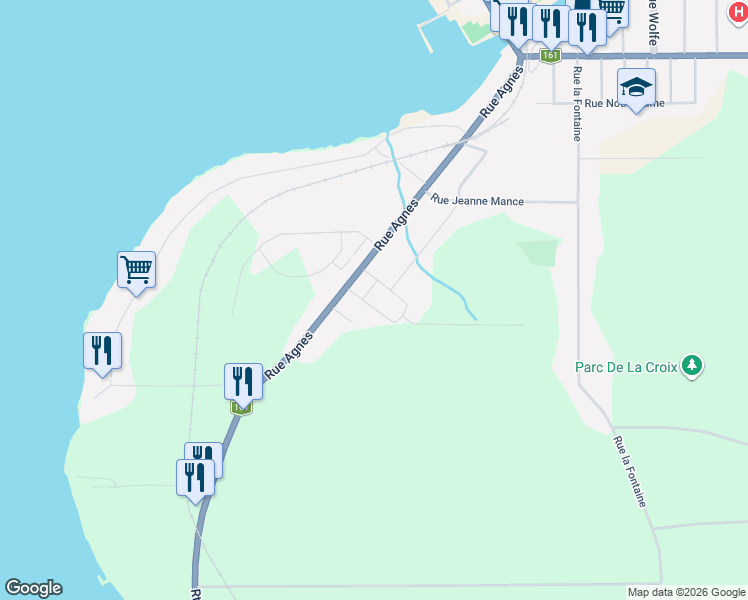 map of restaurants, bars, coffee shops, grocery stores, and more near 5766 Rue Labelle in Lac-Mégantic