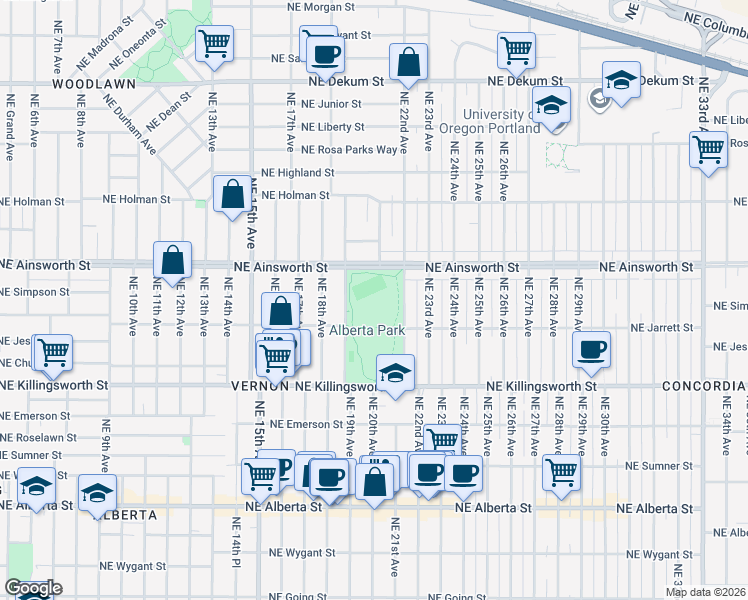 map of restaurants, bars, coffee shops, grocery stores, and more near in Portland