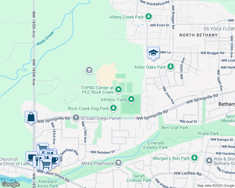 map of restaurants, bars, coffee shops, grocery stores, and more near Unnamed Road in Portland