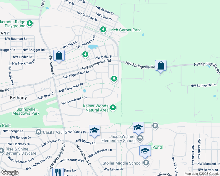 map of restaurants, bars, coffee shops, grocery stores, and more near 14629 Northwest Dawnwood Drive in Portland