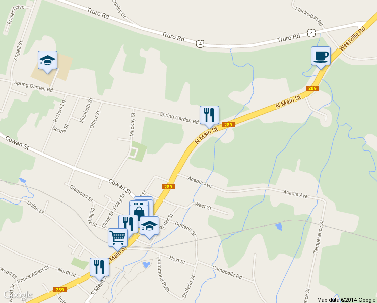 map of restaurants, bars, coffee shops, grocery stores, and more near 1604 North Main Street in Westville