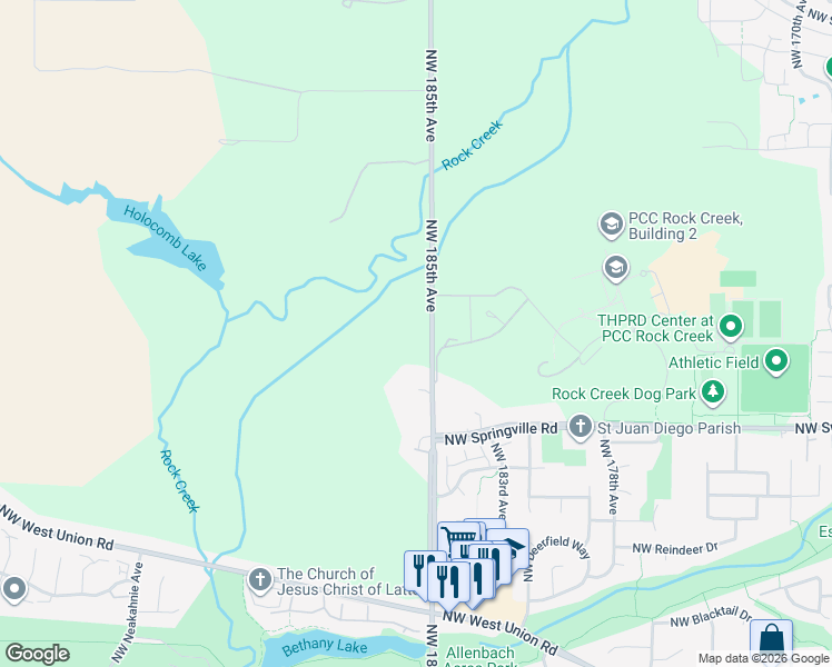 map of restaurants, bars, coffee shops, grocery stores, and more near 6335 Northwest 185th Avenue in Portland