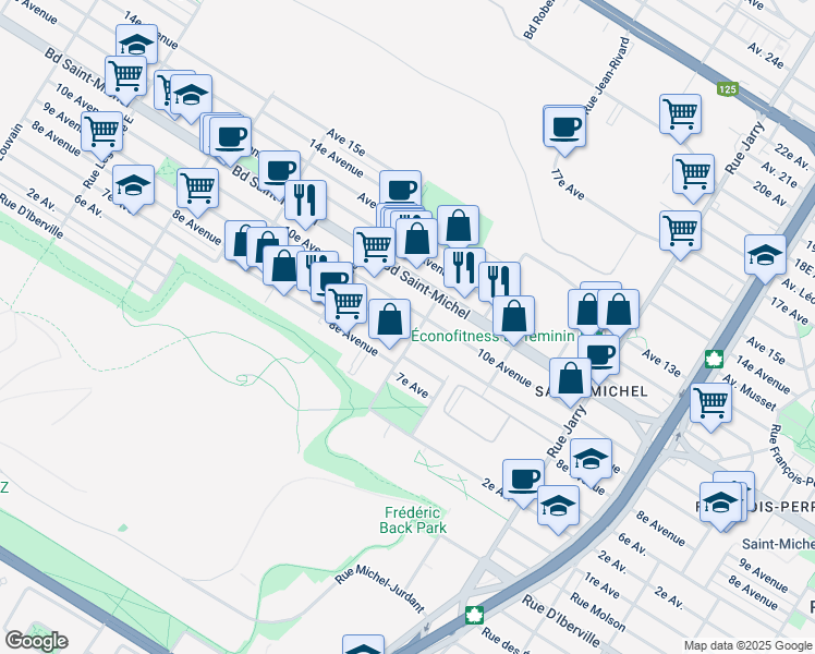 map of restaurants, bars, coffee shops, grocery stores, and more near in Montreal