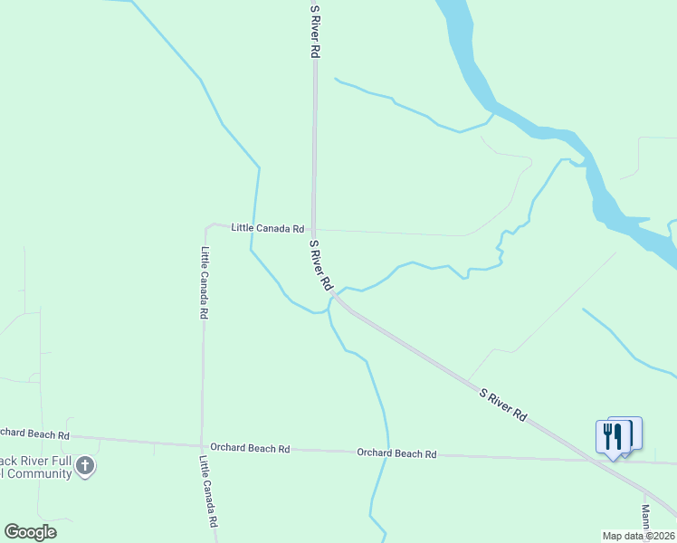 map of restaurants, bars, coffee shops, grocery stores, and more near 7490 South River Road in Cheboygan