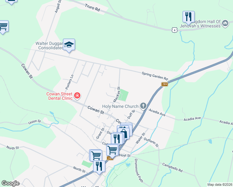 map of restaurants, bars, coffee shops, grocery stores, and more near 1668 Mackay Street in Westville
