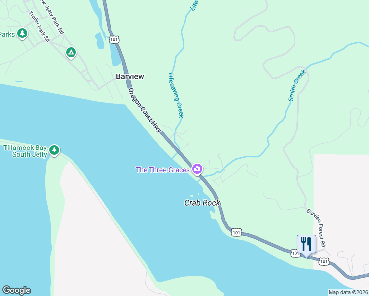 map of restaurants, bars, coffee shops, grocery stores, and more near in Rockaway Beach