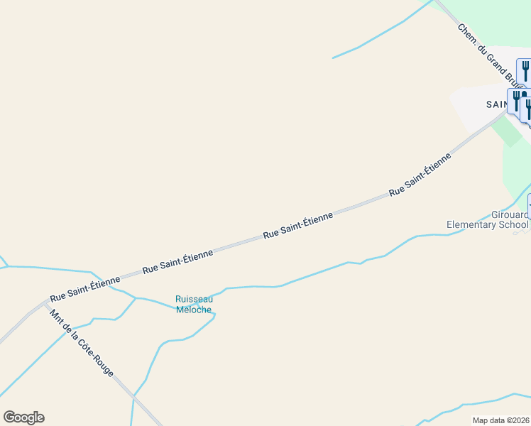 map of restaurants, bars, coffee shops, grocery stores, and more near Rue Saint-Étienne in Laurentides