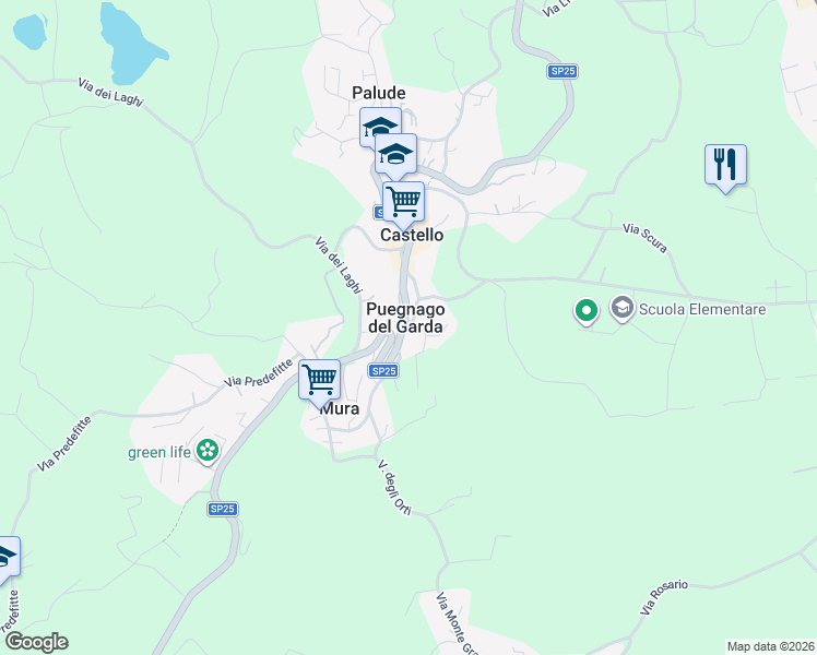map of restaurants, bars, coffee shops, grocery stores, and more near in Puegnago del Garda