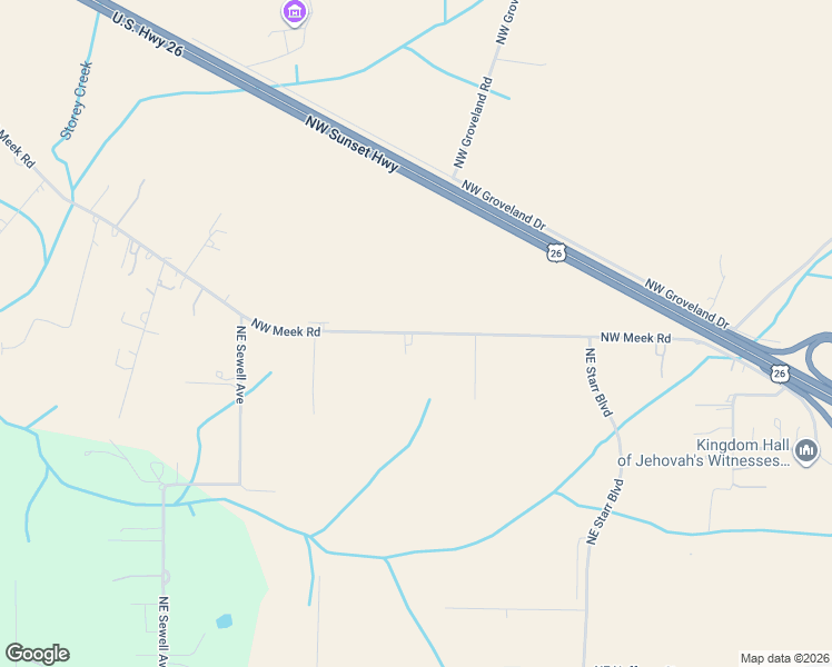 map of restaurants, bars, coffee shops, grocery stores, and more near Northwest Meek Road in Hillsboro