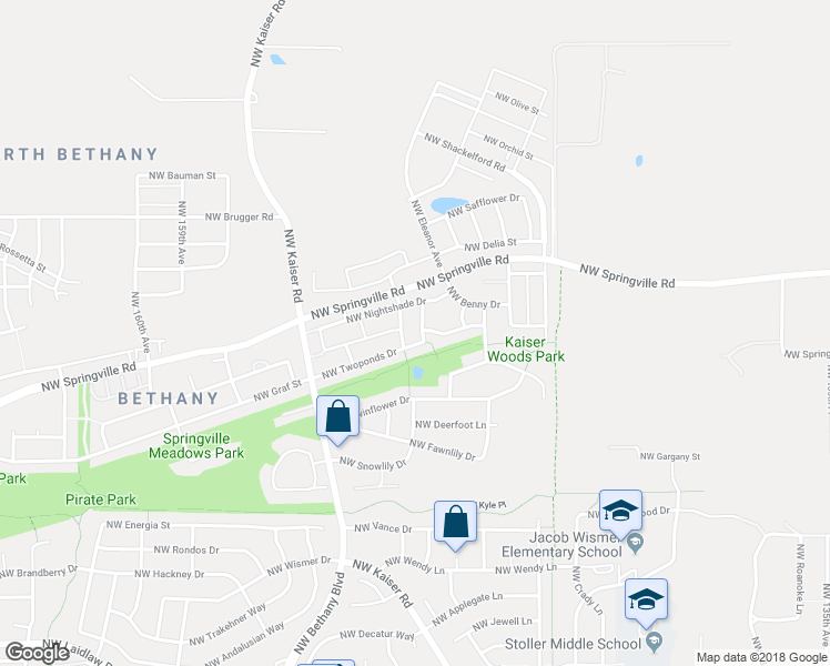 map of restaurants, bars, coffee shops, grocery stores, and more near 15092 Northwest Twoponds Drive in Portland