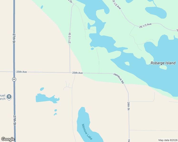 map of restaurants, bars, coffee shops, grocery stores, and more near 2772-2778 25th Avenue in Rice Lake