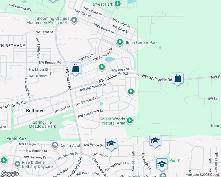 map of restaurants, bars, coffee shops, grocery stores, and more near 14962 Northwest Nightshade Drive in Portland