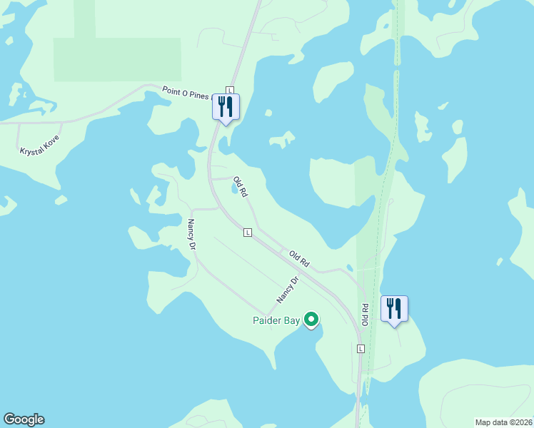 map of restaurants, bars, coffee shops, grocery stores, and more near 2120 Old Road in Tomahawk