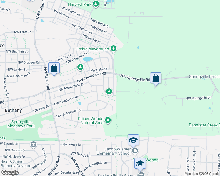 map of restaurants, bars, coffee shops, grocery stores, and more near 6529 Northwest Connery Terrace in Portland