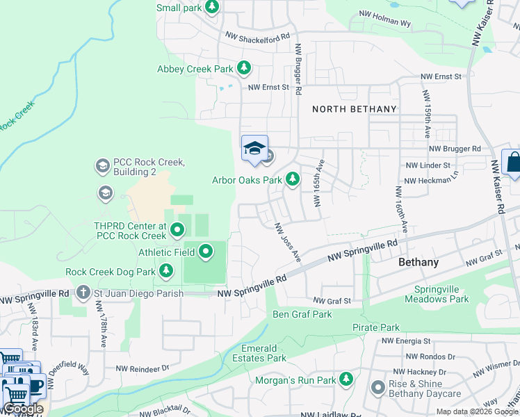 map of restaurants, bars, coffee shops, grocery stores, and more near 16929 Northwest Milcliff Street in Portland