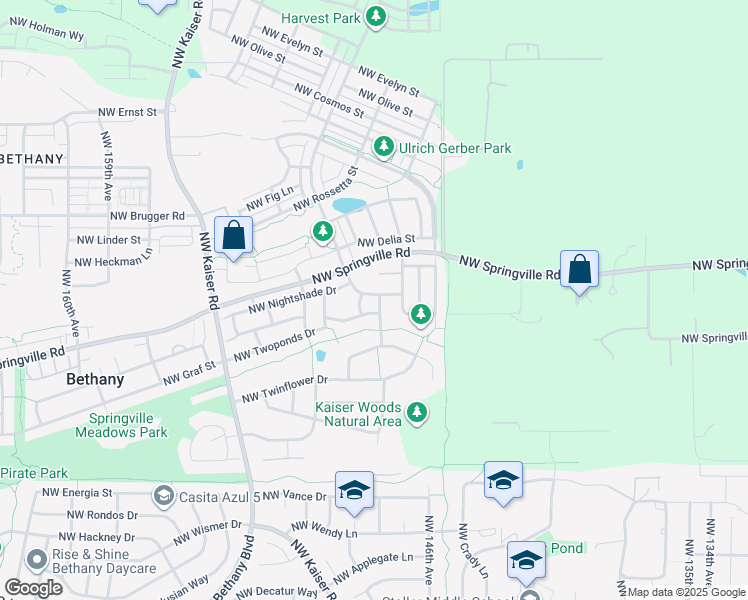 map of restaurants, bars, coffee shops, grocery stores, and more near 14705 Northwest Benny Drive in Portland