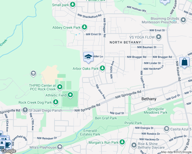 map of restaurants, bars, coffee shops, grocery stores, and more near 6588 Northwest Joss Avenue in Portland