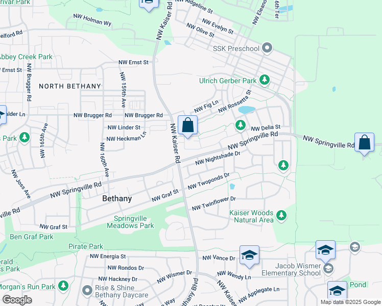 map of restaurants, bars, coffee shops, grocery stores, and more near 15316 Northwest Delia Street in Portland
