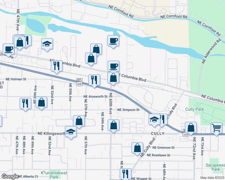 map of restaurants, bars, coffee shops, grocery stores, and more near in Portland