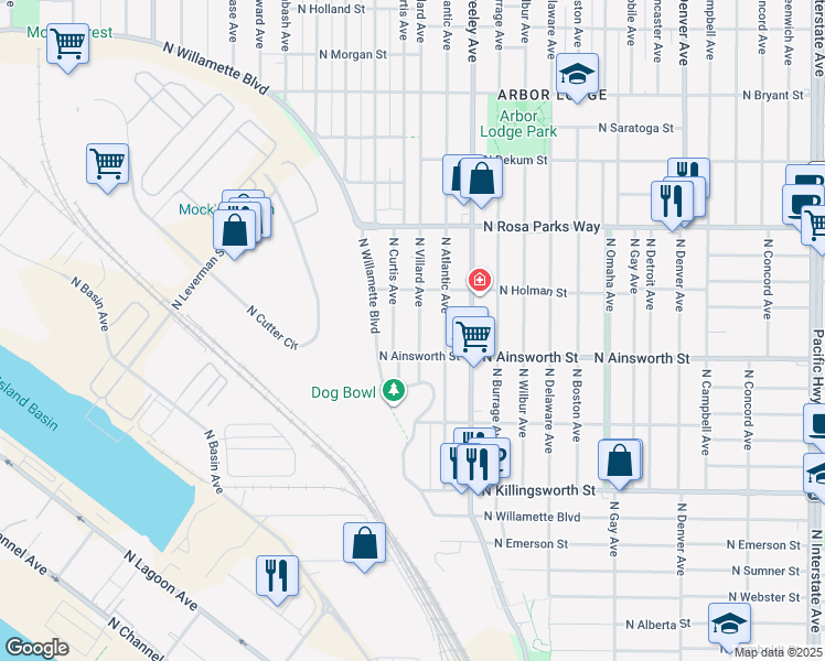 map of restaurants, bars, coffee shops, grocery stores, and more near in Portland