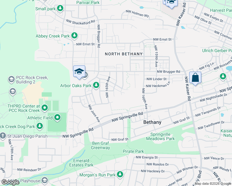 map of restaurants, bars, coffee shops, grocery stores, and more near 6587 Northwest 163rd Place in Portland