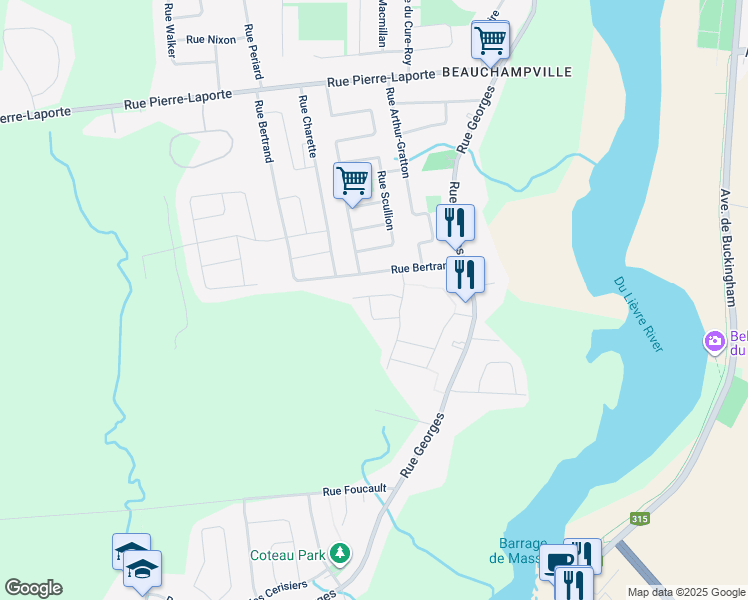 map of restaurants, bars, coffee shops, grocery stores, and more near 38 Rue F.-X.-Boileau in Gatineau