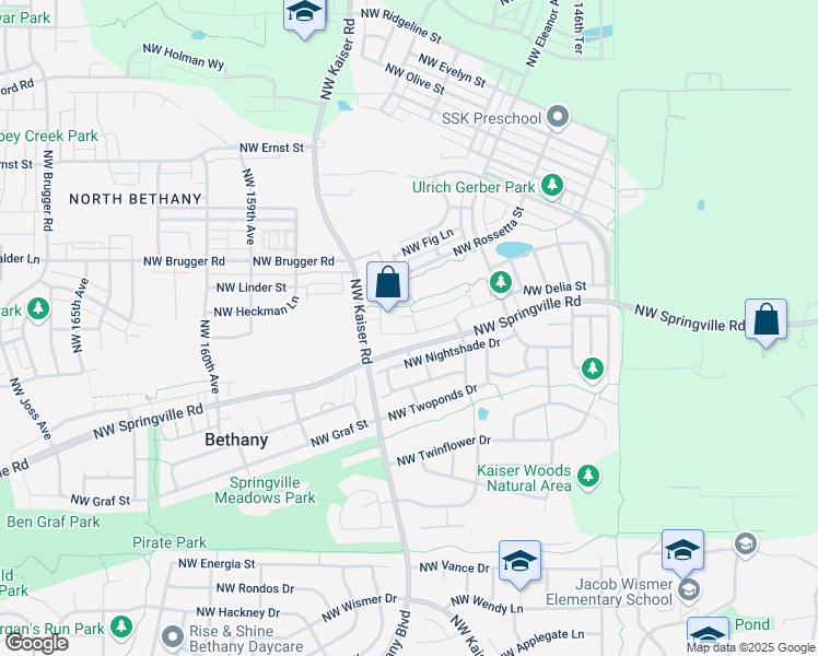 map of restaurants, bars, coffee shops, grocery stores, and more near 15316 Northwest Delia Street in Portland