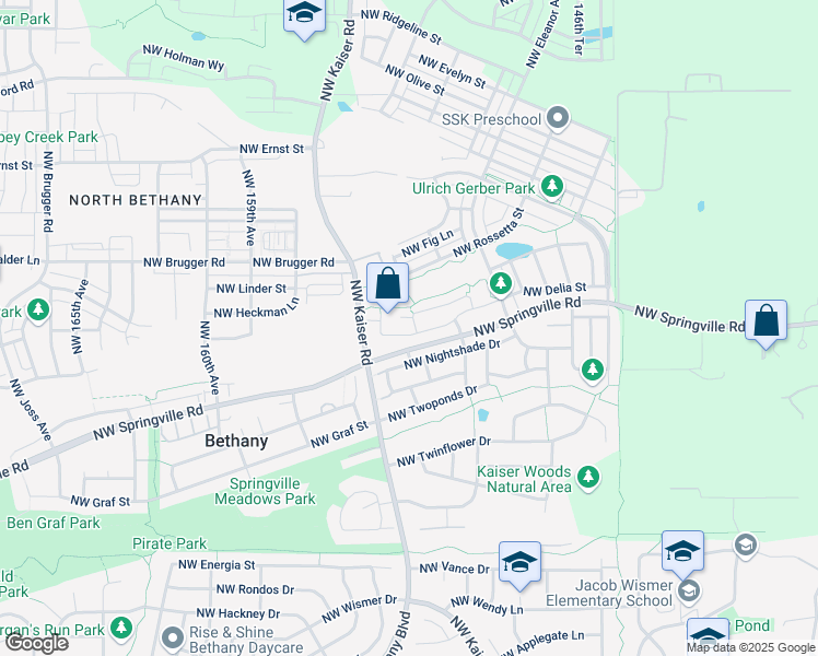 map of restaurants, bars, coffee shops, grocery stores, and more near 15316 Northwest Delia Street in Portland