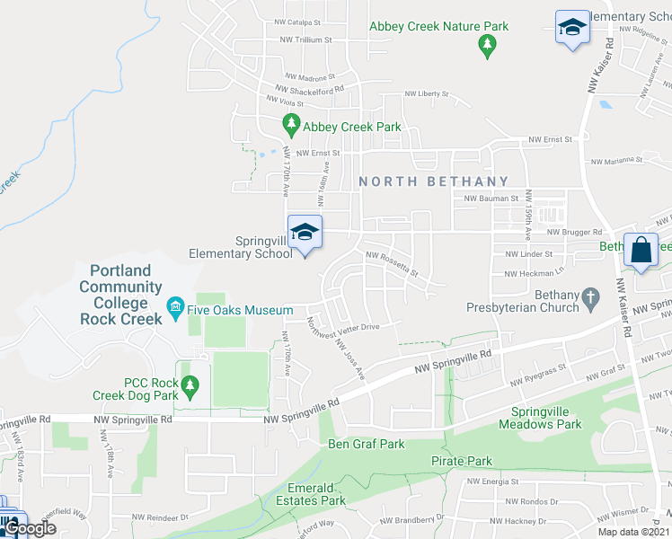 map of restaurants, bars, coffee shops, grocery stores, and more near 6740 Northwest Joss Avenue in Portland