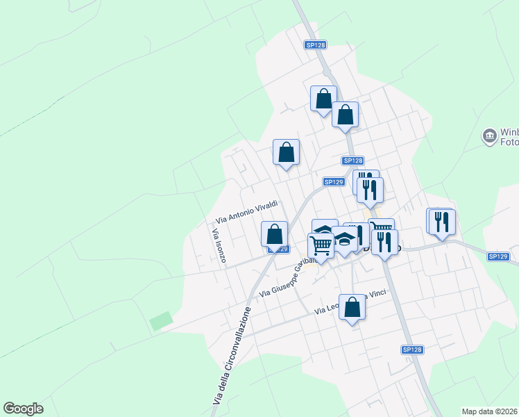 map of restaurants, bars, coffee shops, grocery stores, and more near 2 Via Antonio Vivaldi in Dairago