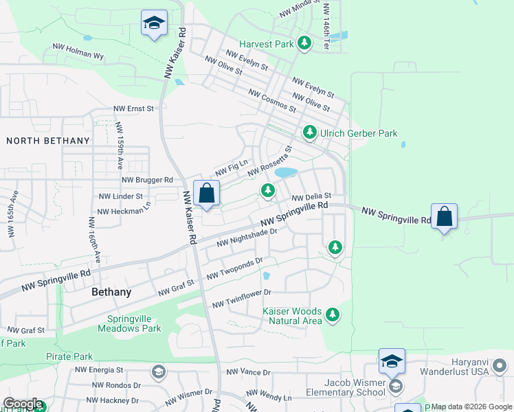 map of restaurants, bars, coffee shops, grocery stores, and more near 15059 Northwest Marie Way in Portland