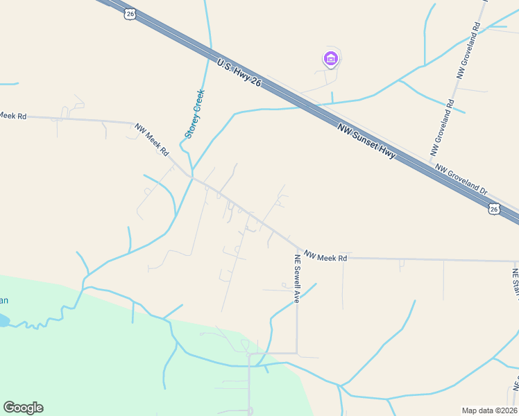 map of restaurants, bars, coffee shops, grocery stores, and more near 26795 Northwest Meek Road in Hillsboro