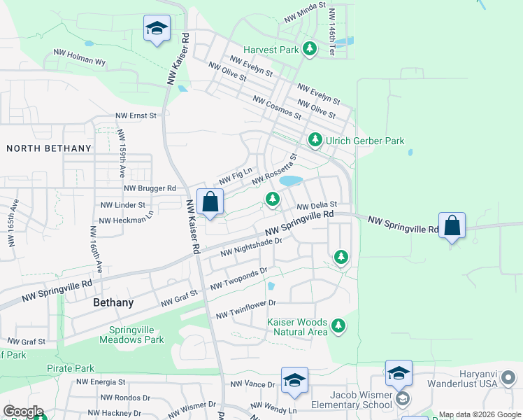 map of restaurants, bars, coffee shops, grocery stores, and more near 15059 Northwest Marie Way in Portland