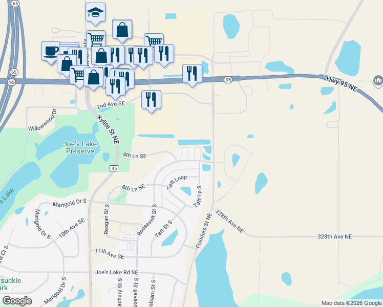 map of restaurants, bars, coffee shops, grocery stores, and more near 315 Roosevelt Street South in Cambridge