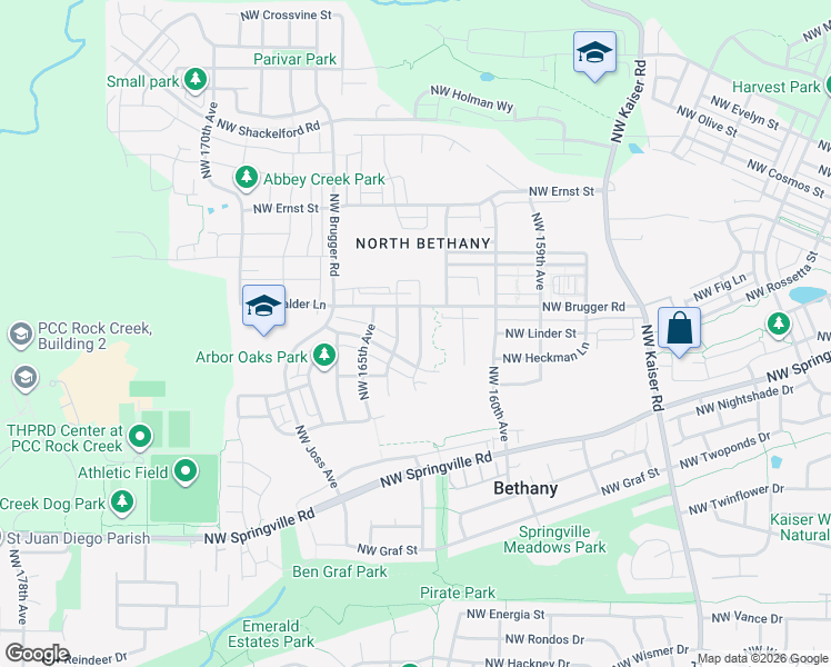 map of restaurants, bars, coffee shops, grocery stores, and more near 6771 Northwest 163rd Avenue in Portland