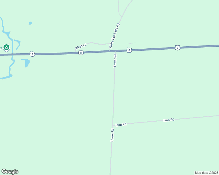 map of restaurants, bars, coffee shops, grocery stores, and more near 5413 Tower Road in Crandon